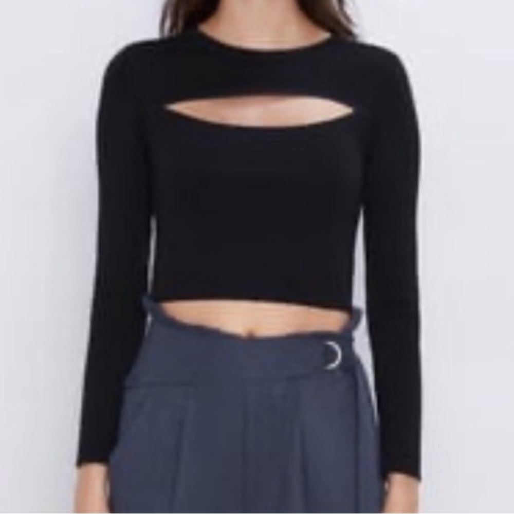 Zara cut out long sleeve crop top - Picture 6 of 6